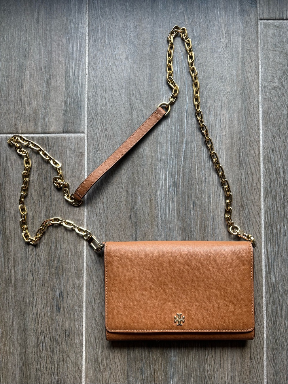 Tory Burch Tan Leather Chain Crossbody Bag